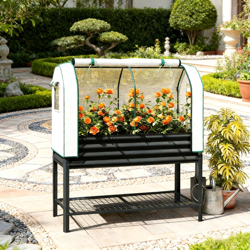 Outdoor Plant Boxs,Raised Garden Bed,Spacious Flower Boxs, Black