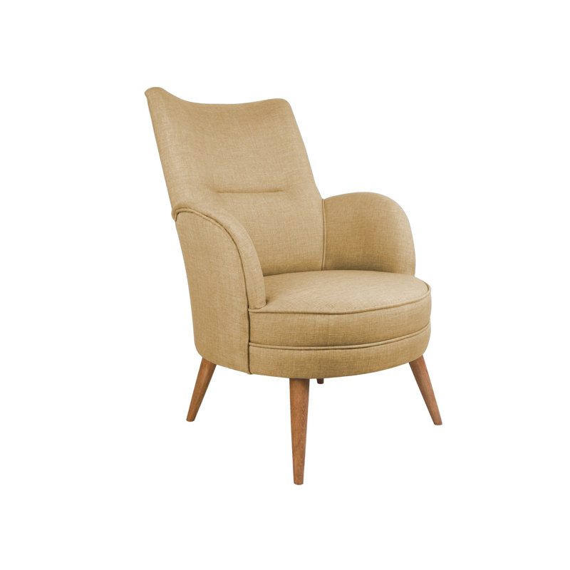 Élégant fauteuil à oreilles, brun laiteux, structure en bois massif, 27,6 po x 37,4 po x 33,5 po | 100% polyester, tissu facile à nettoyer, 32 mousses en mousse pour plus de confort | Parfait pour les décors de maison, d'hôtel et de style scandinave moderne