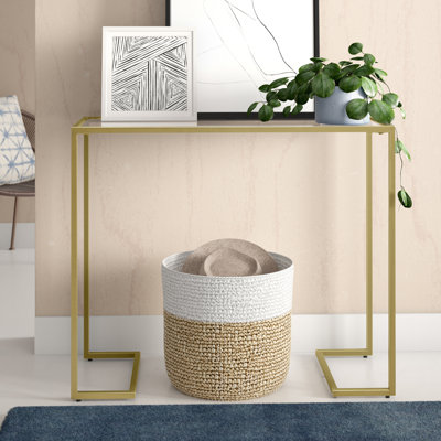 Modern Gold 38 Inch Wide Console Table with Tempered Glass Top
