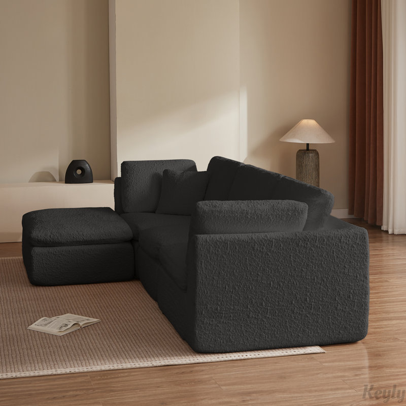 Canapé modulaire 110 po avec repose-pieds Cloud, Grey