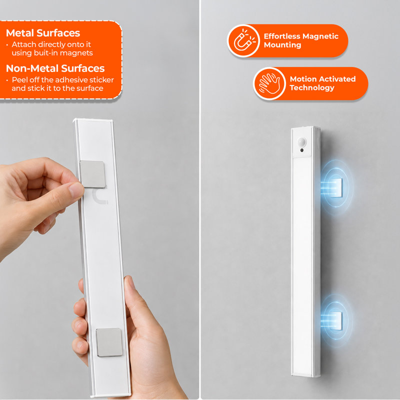 Rechargeable Motion Sensor Under Cabinet LED Light with 3 Spotlights, 40cm