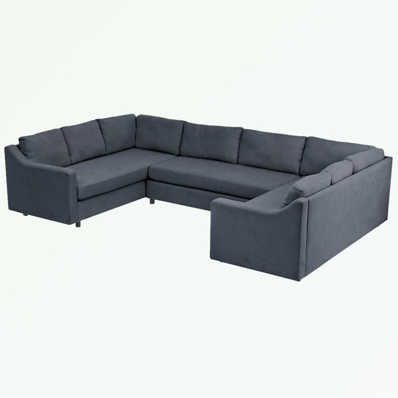 Canapé modulaire en U rembourré 3 pièces avec coussins de siège et de dossier épais, Mélange de polyester gris