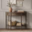 Console demi-lune de style champêtre avec tiroir et tablette inférieure pour entrée