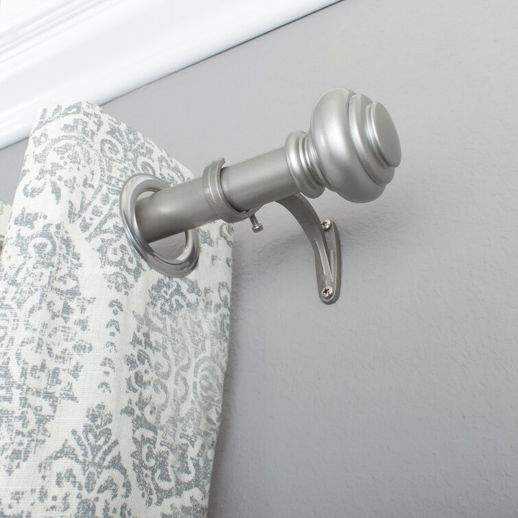 Maclaine Adjustable 1 Single Curtain Rod Alcott Hill Size: 72-144, Finish: Antique Silver