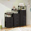  Table de chevet haute noire, 5 tiroirs verticaux en tissu pour chambre à coucher, salon, couloir-131220353