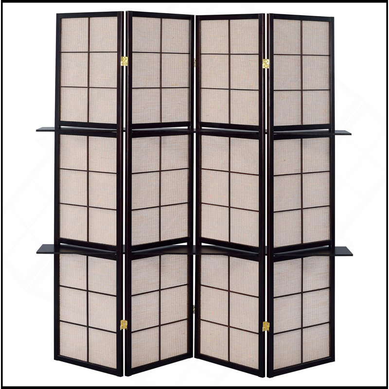 Tan And Cappuccino 4-Panel Folding Screen