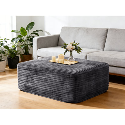 27.6" Wide Compression Corduroy Ottoman For Living Room Single Ottoman Modular Part For Sectional Sofa