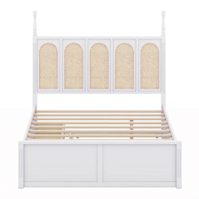 Decarcer Queen Size Rattan Platform Bed With with 2 Big Drawers and Trundle -  Alcott HillÂ®, E25B8AB8C35F4B1E9C425E5A8D32BF46