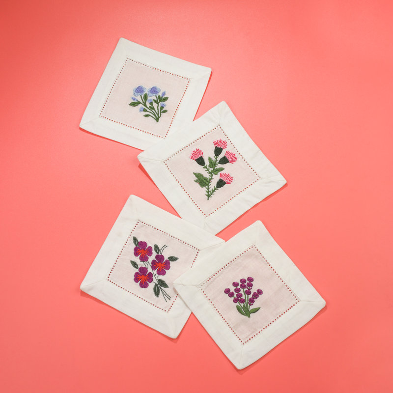 Serviettes de table brodées FloralFête