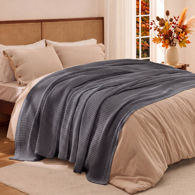 Bedsure 406gsm 100% Cotton Blanket Breathable Waffle Weave Throw Blanket GentleSoft™️