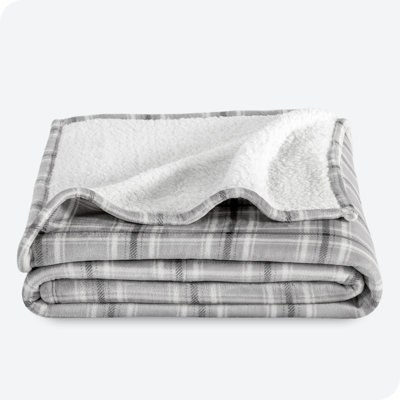 Bare Home Printed Sherpa Fleece Blanket - Warm & Lightweight - Soft Plush Blanket - Reversible