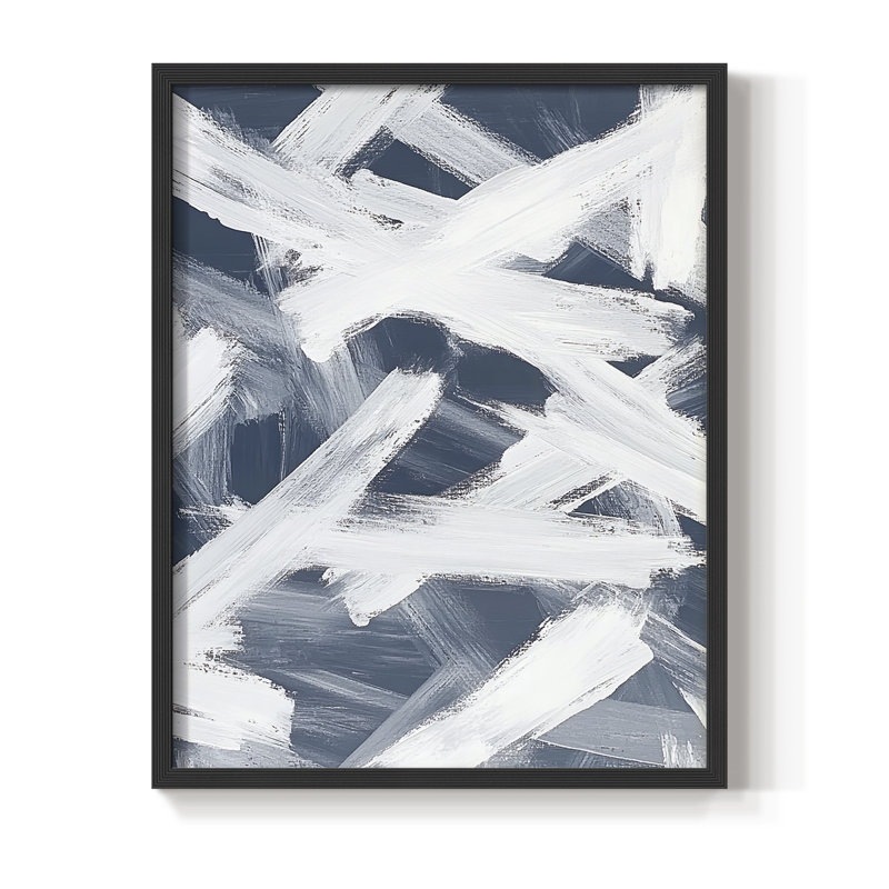 Impression abstraite encadrée XXVI - prête à être accrochée, H 10 po x P 8 po, Noir