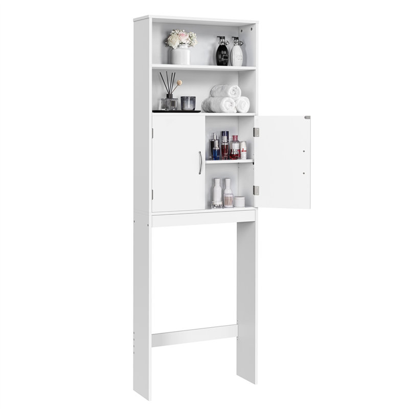 Keedyn 77" H Freestanding Over-the-Toilet Storage Rack and Cabinet, White