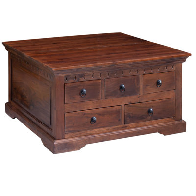 Oxford Solid Wood Solid Wood Block Coffee Table with Storage