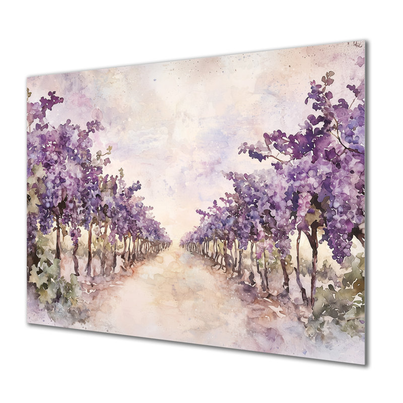 Lavande Vineyard In California II - paysages, impression sur métal, H 16 po x l 32 po x P 0,84 po