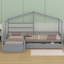 Lit plateforme House avec trois tiroirs de rangement-413176520