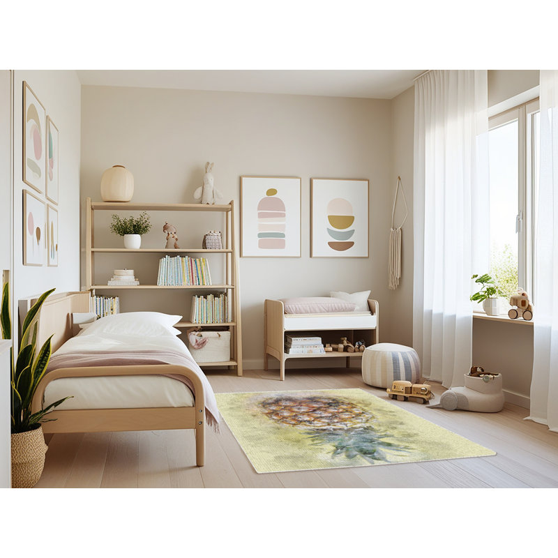 Tapis jaune ananas, Rectangle 4 pi x 6 pi
