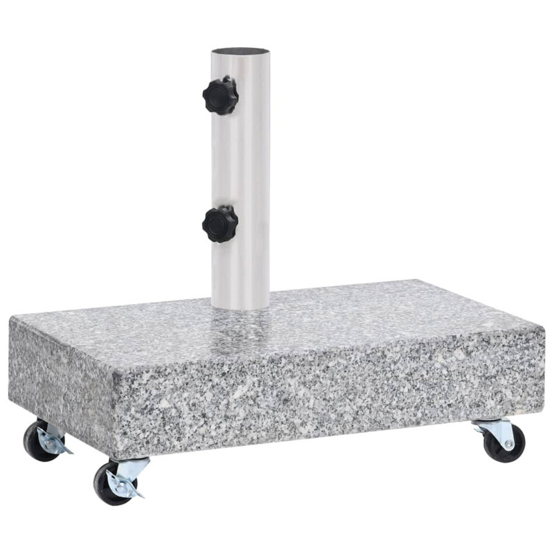 Gray Granite Wheeled Umbrella Base with Stainless Steel Tube