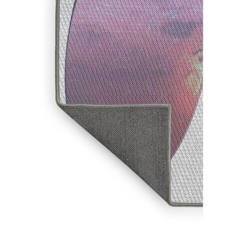 Tissé à la machine en laine et polyester gris/rose Tapis décoratif, Rectangle 8 pi x 10 pi