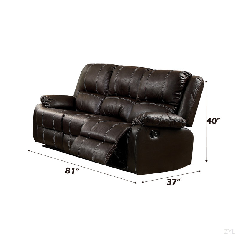 Canapé inclinable en cuir synthétique Zuriel, Brun