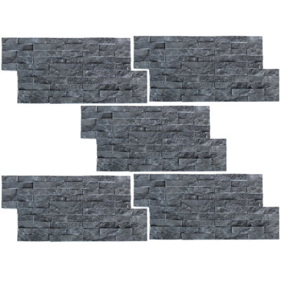 Wall Cladding Panels Marble Black 5.4 ft²