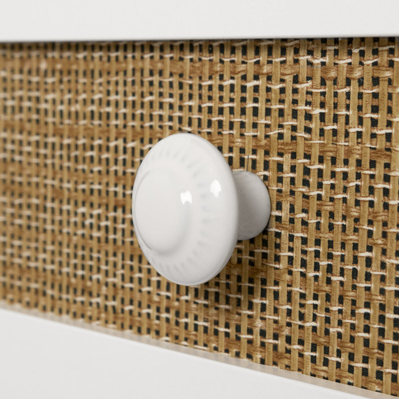 White Twin Platform Bed with Faux Rattan Drawers