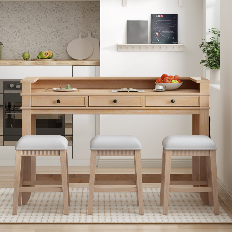 Elliw Rectangular 54.03'' L x 20.98'' W Dining Set, Beige/Natural, Natural