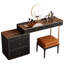 Coiffeuse moderne haut de gamme, finition similicuir grainé, meuble en panneaux multicouches de bois massif, 5 tiroirs, miroir DEL ; montage très facile-430876444-430848654