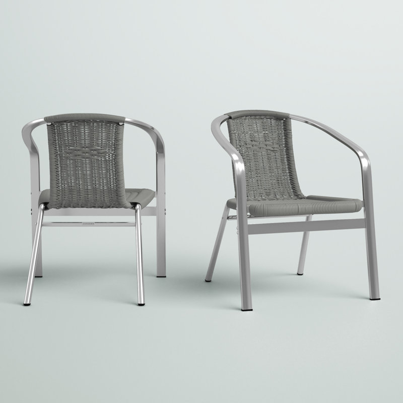 Chaise de patio empilable Herdon, Gris