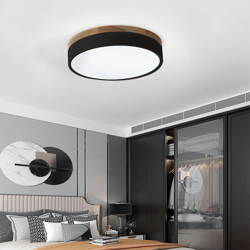Circle Modern Led Flush Mount Ceiling Light, 6500 Kelvins, Matte Black
