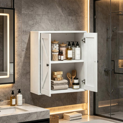 Wall Storage Cabinet, Wall-Mounted Cabinet with Adjustable Shelf