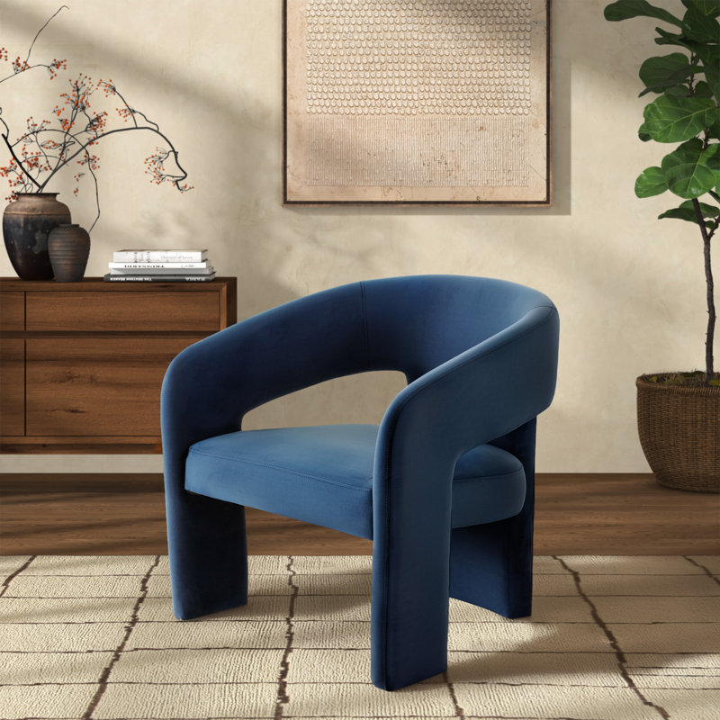 Fauteuil en velours l 28,5 po Ashlyn, Velours marine