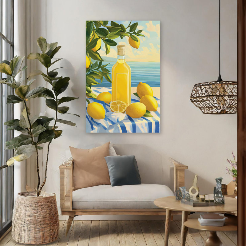 Limoncello - Coastal Lemon Beverage, art côtier, H 48 po x l 32 po