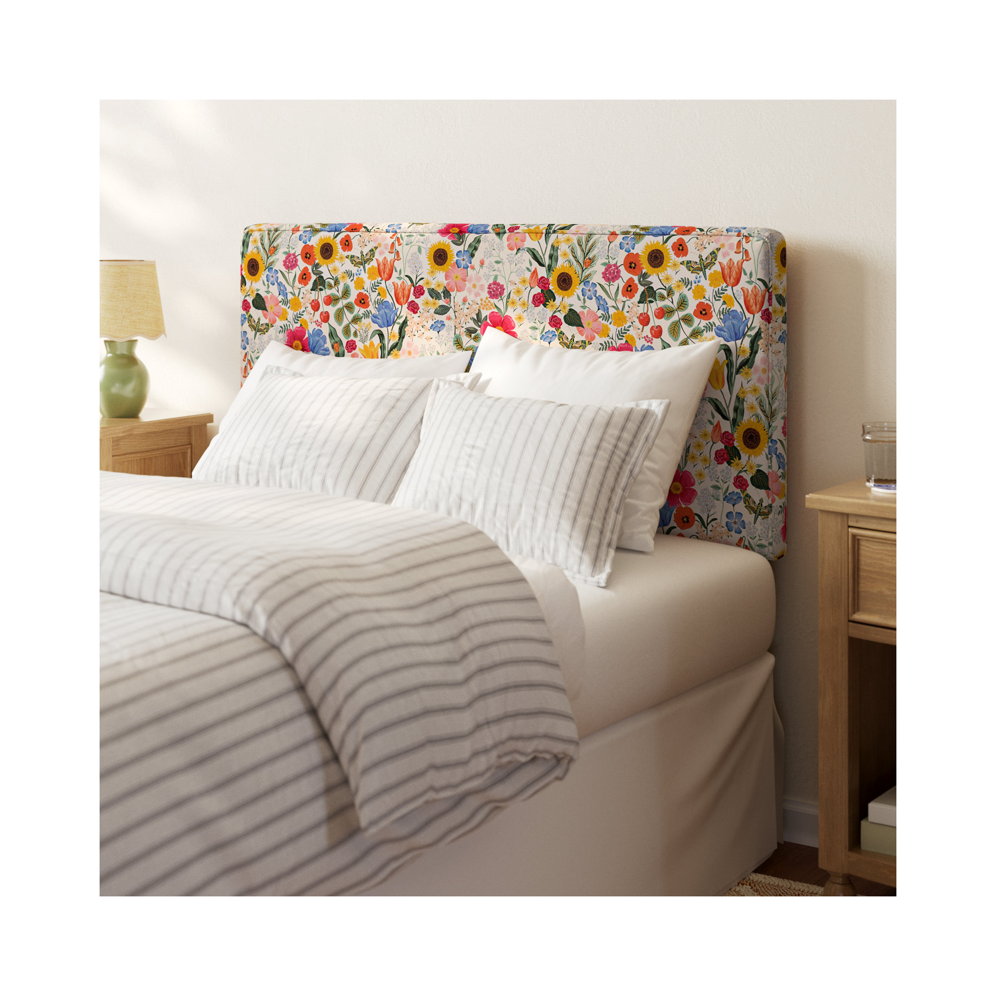 Elly Headboard, Rpc Blossom Blush Linen, Queen