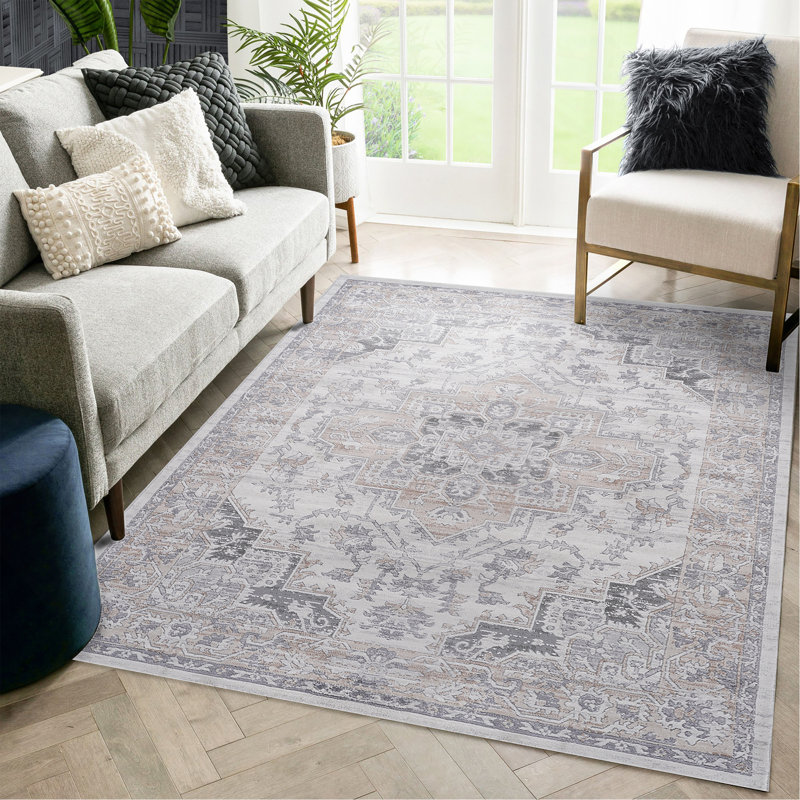 Collection Ivory/Beige/Oriental Non-Shedding Living Room Bedroom Dining Home Office Stylish And Stain Resistant Area Rug