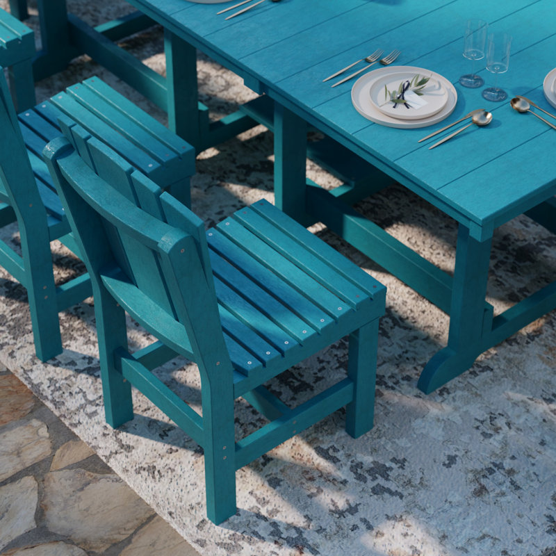 Ensemble de salle à manger 9 pièces 44 po x 94 po Heritage, Bleu Aruba, 9 pièces