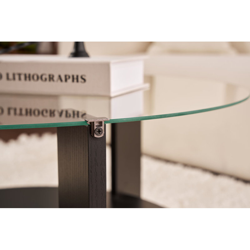 Table basse moderne avec plateau 100% verre trempé, 29,5 po x 15,7 po x 29,5 po | Structure durable en panneau de particules enduit 100% mélamine, épaisseur: 0,7 pouce | Conception élégante, parfaite pour le salon et les espaces contemporains, capaci
