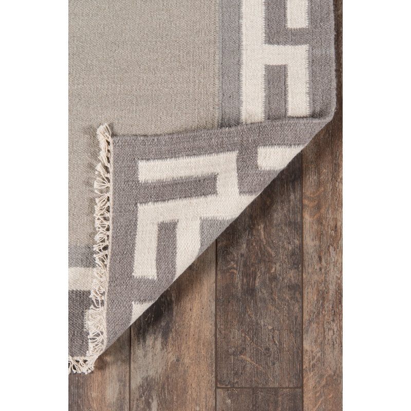 Thompson Wool Geometric Area Rug in Gray, Rectangle 7'6" x 9'6"