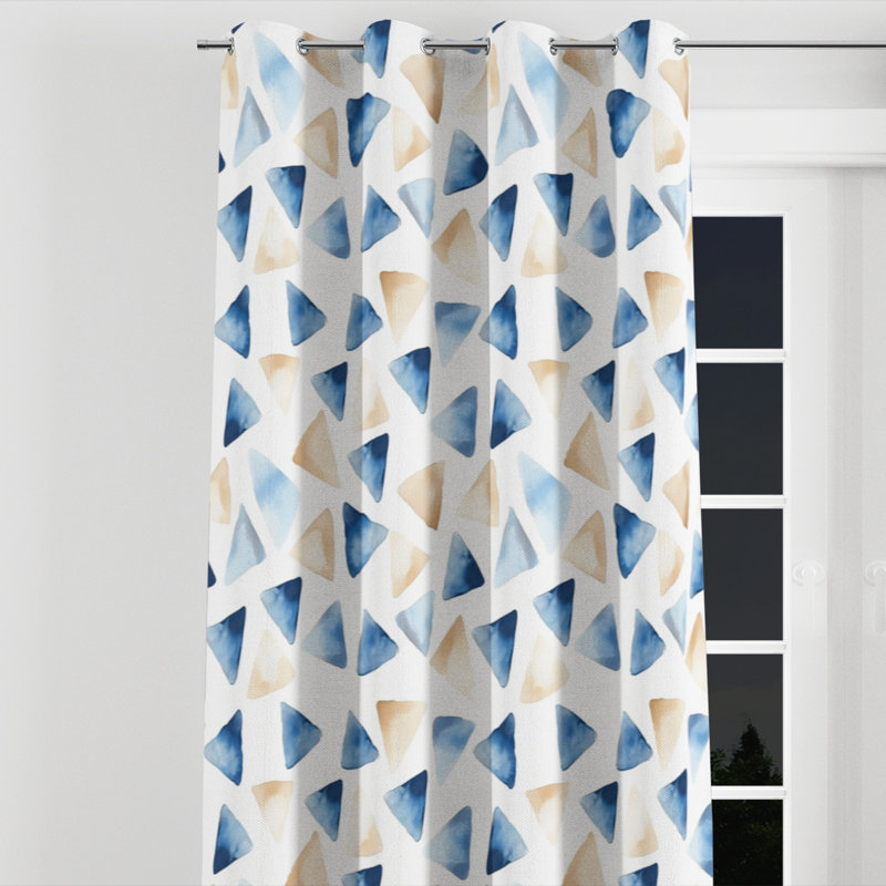 Coastal Room Darkening Curtains - Abstract Brackmann Grommet Curtain - 1 Panel, 52" W x 84" L, Silver Grommets