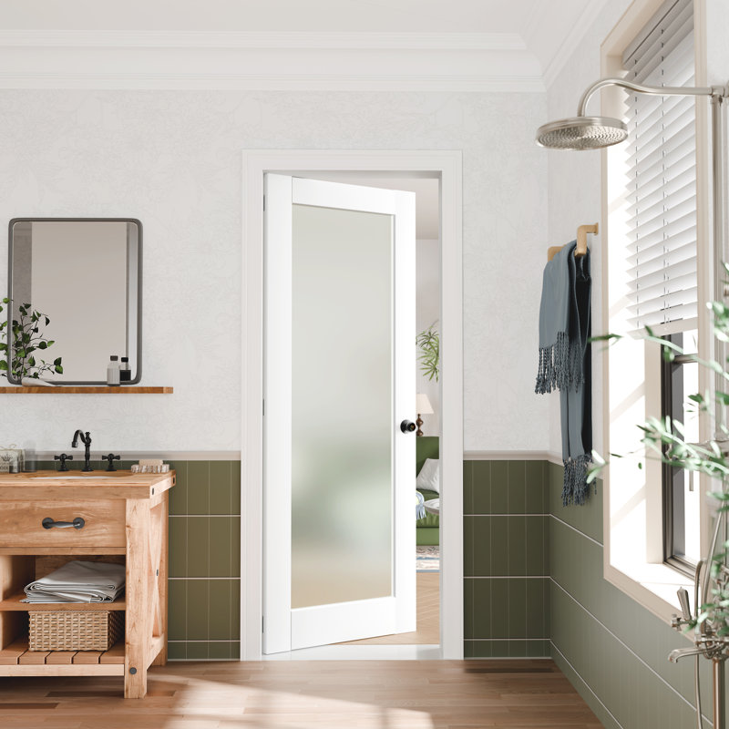  Intérieur en verre givré de style moderne à porte française - Intimité et contrôle de la lumière, idéal pour les salles de bain et les chambres à coucher avec poignée