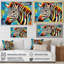 "Blue Orange Popart Zebra III", reproduction d'art sur toile-92008713-92008714