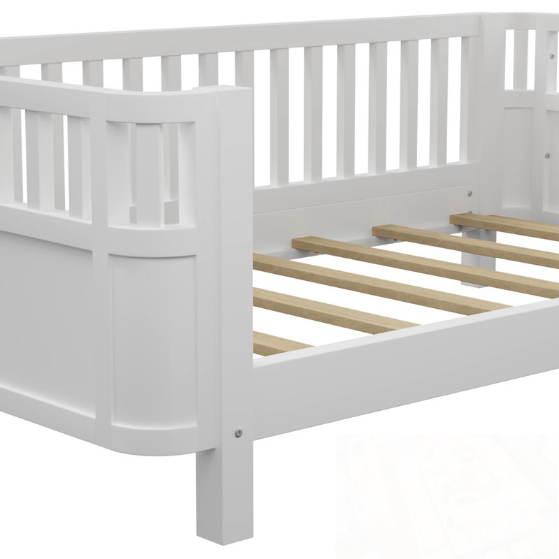 Plateforme simple en bois avec rails, Blanc