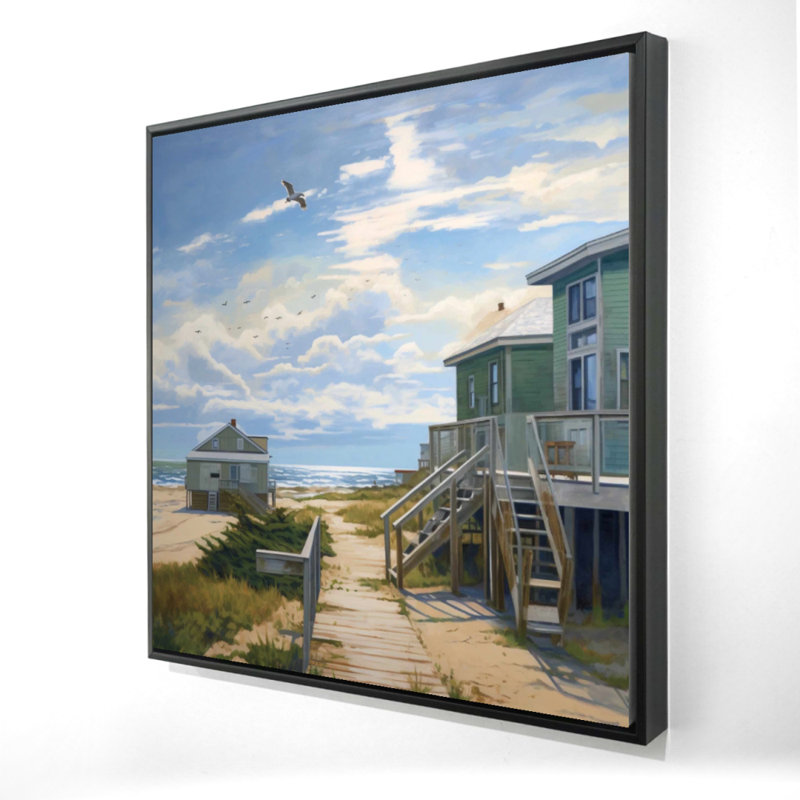 Peaceful House - Blue Sea, reproduction d'art sur toile contemporaine