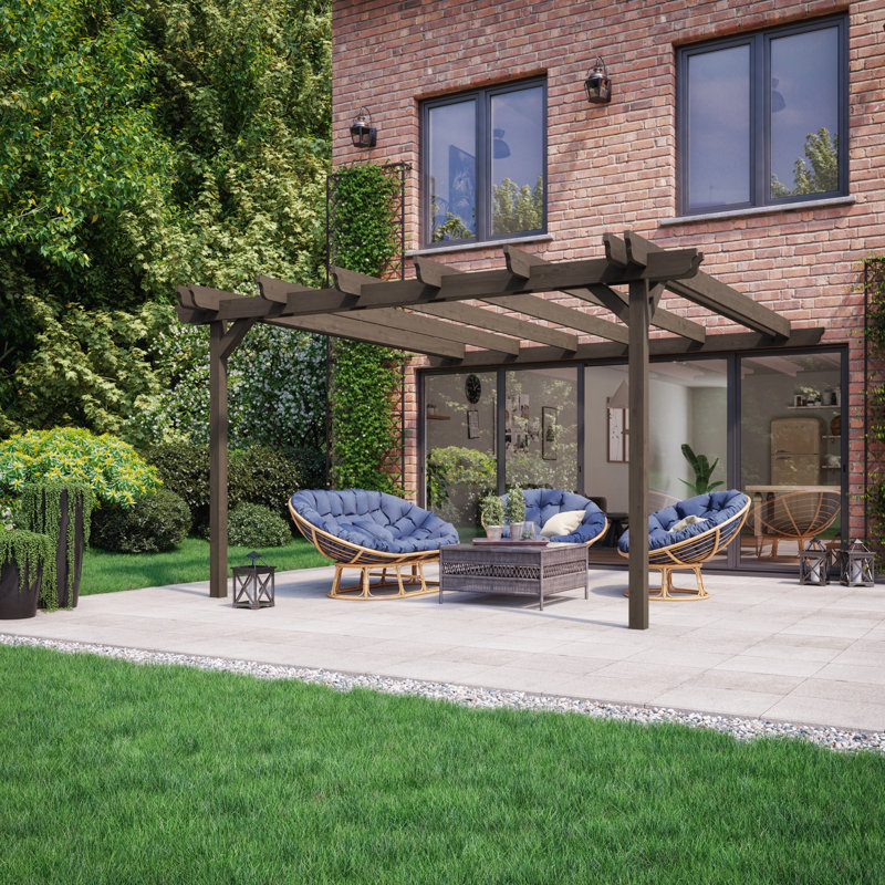 Ciccio Manufactured Wood Pergola, Brown, 340cm H x 300cm W x 300cm D