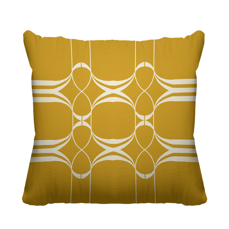 Coussin Tribal Abstract, L 19 po x H 19 po, Jaune