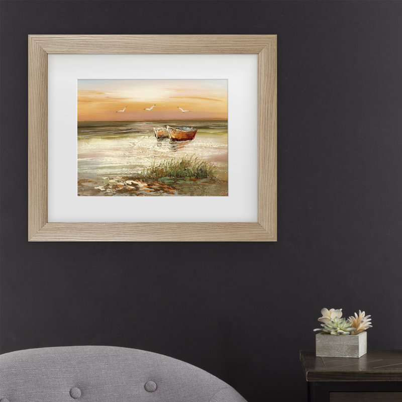 «Florida Sunset», peinture sur toile, H 11 po x l 14 po x p 0,5 po, Cadre noir