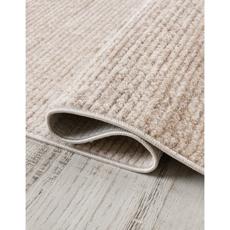 Hulsey Striped Ivory Area Rug, Rectangle 7'3" x 10'