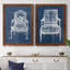 Antique Chair Blueprint V - ensemble de 2 impressions sur toile encadrées-1471190122-1471190124