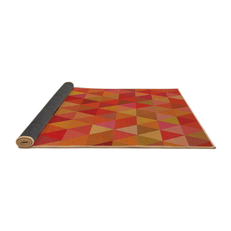 Tapis décoratif géométrique rouge/jaune Rieder, Rond 7 pi