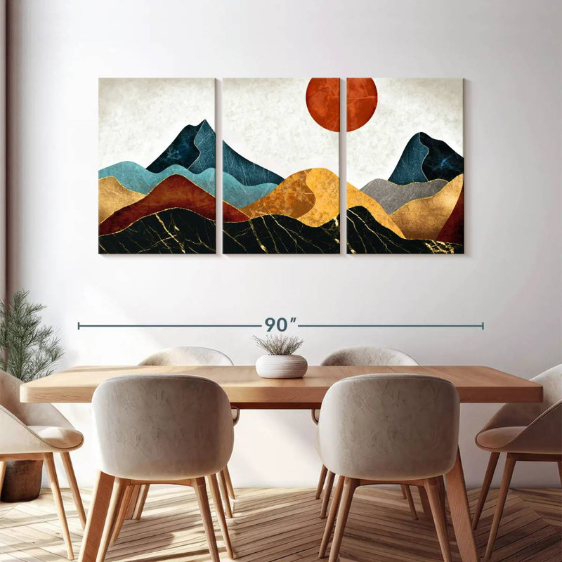 Ensemble de 3 montagnes montagneuses sur toile, H 39 po x l 80 po x P 1,25 po
